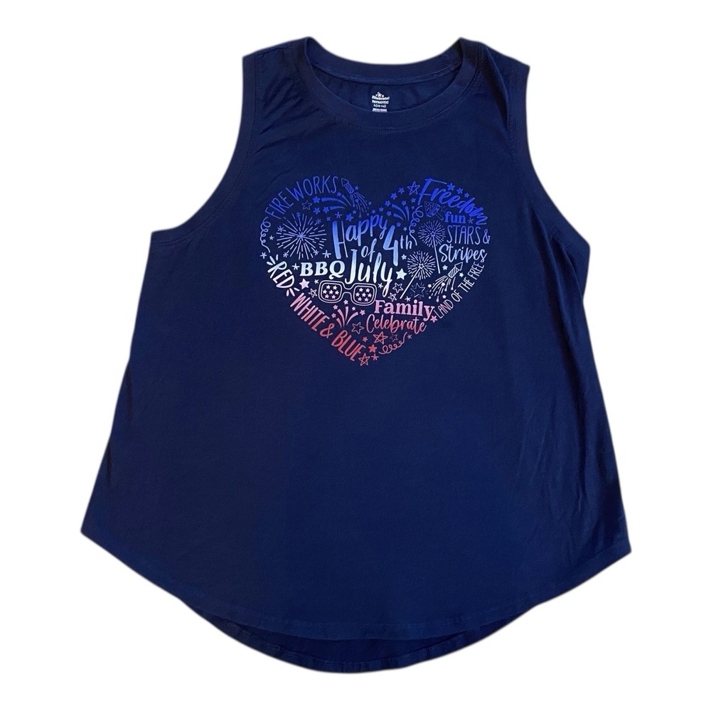 Way To Celebrate Women's Americana Muscle Tank Top L 12-14 Navy Blue 4th Of July